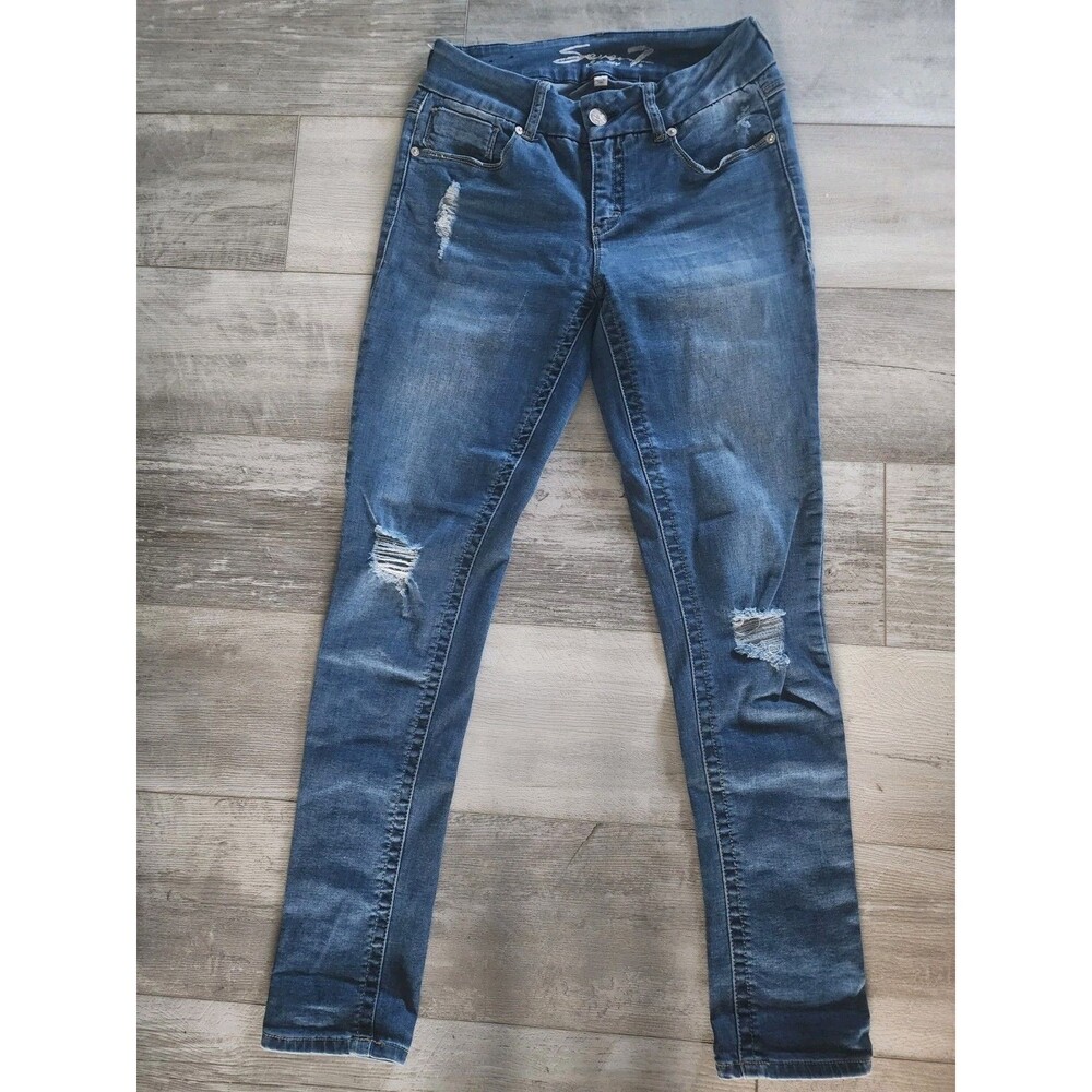 Seven7 Jeans Blue Denim Tummyless Mid Rise Skinny Stretch Women’s Size  8